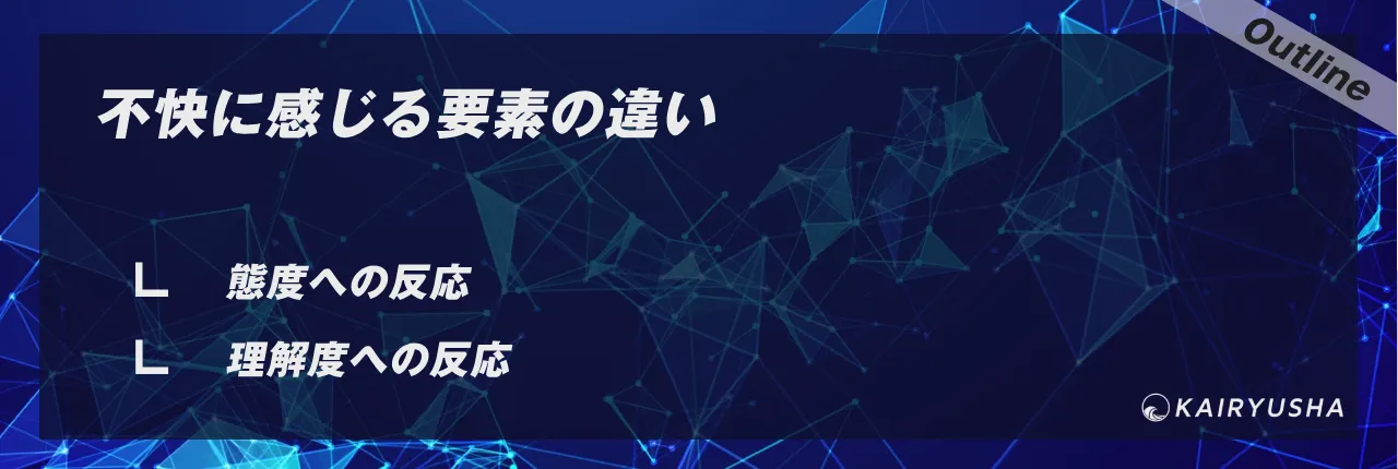 不快に感じる要素の違い